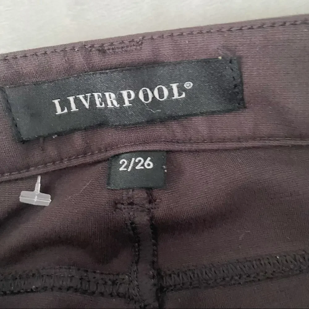 Liverpool jeans brown stretch pants leggings size 2 size 26 ankle cropped